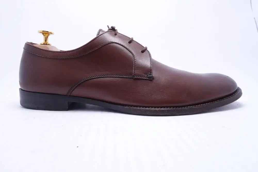 Ermenegildo Zegna Shoes Mens Size 10 Brown Leather Derby Dress Made In Italy